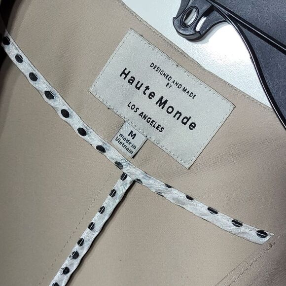 M HAUTE MONDE NEUTRAL STRETCH GATHERED SLEEVES OPEN BLAZER JACKET MEDIUM - Picture 2 of 4